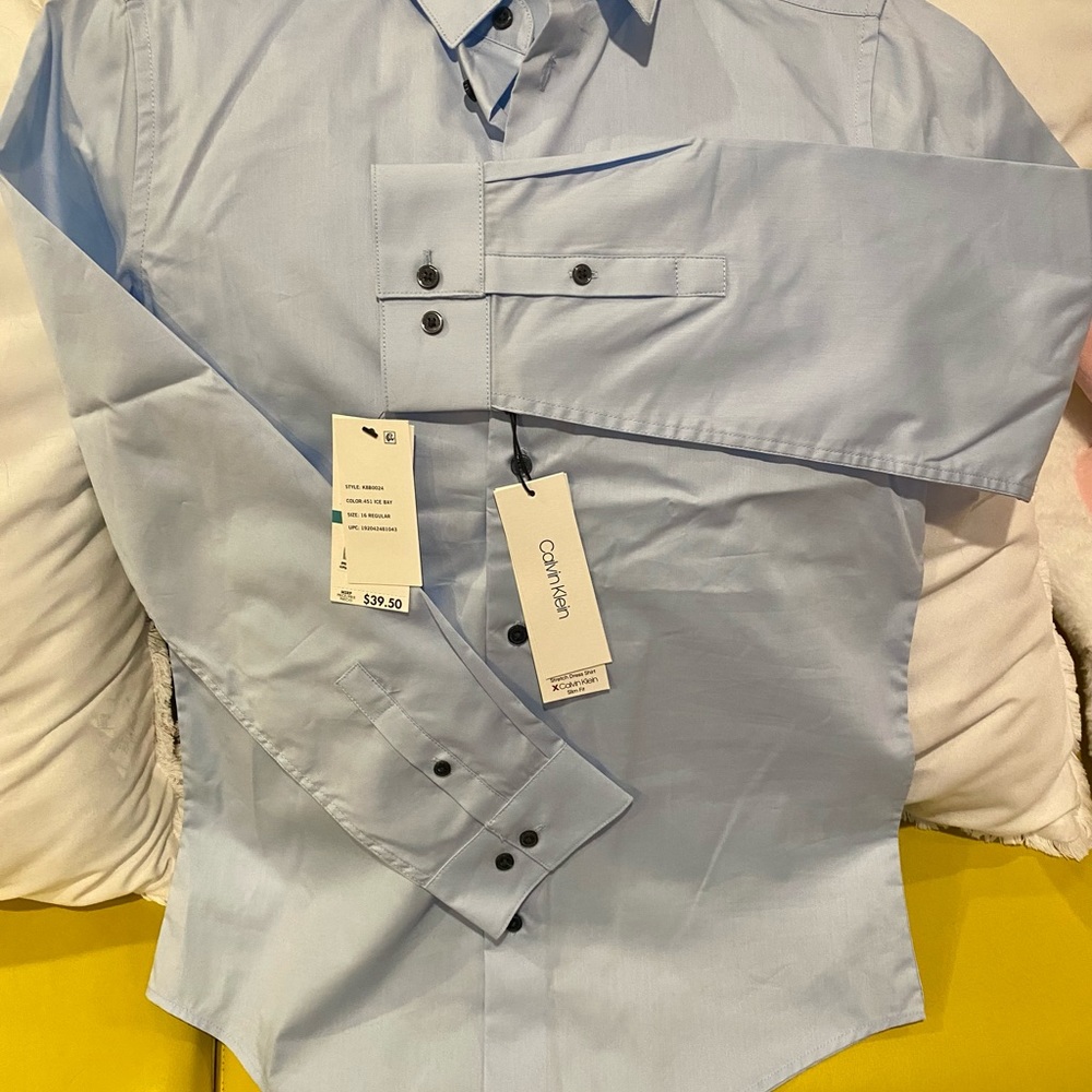 NWT Boys Calvin Klein Blue dress shirt size 16